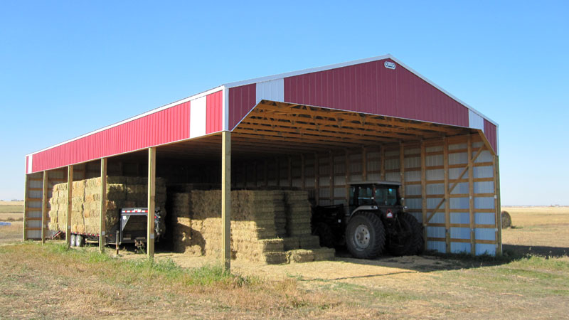 Post frame hay shed in Alberta, BC, Saskatchewan